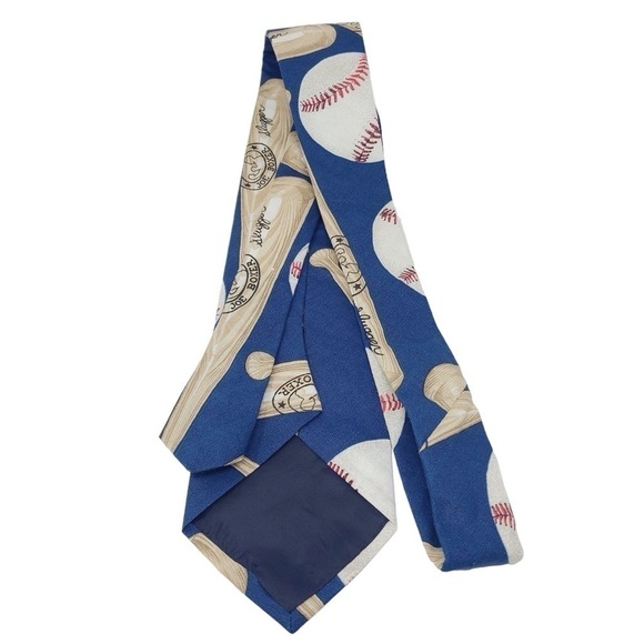 Joe Boxer | Men's Navy Blue Novelty Baseball Ball Slugger Themed Tie (One Size) - Picture 10 of 11